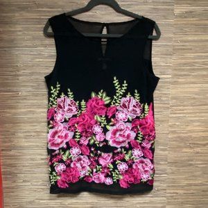 INC International Concepts Embroidered Mesh Floral Sleeveless Sheer Top